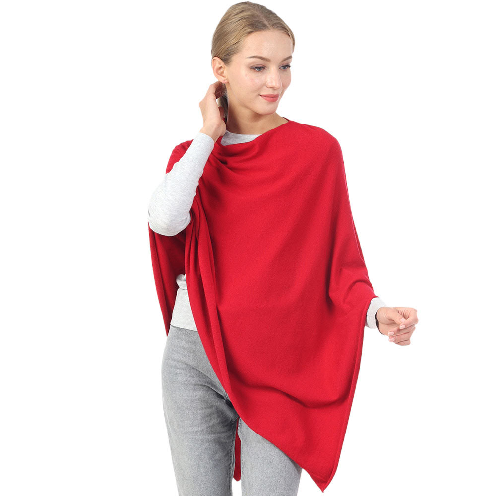 Red Solid Poncho, with the latest trend in ladies' outfit cover-up! the high-quality knit solid poncho is soft, comfortable, and warm but lightweight. It's perfect for your daily, casual, party, evening, vacation, and other special events outfits. A fantastic gift for your friends or family.