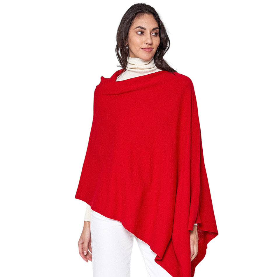 Red Solid Scarf Poncho, with the latest trend in ladies' outfit cover-up! The high-quality poncho is soft, comfortable, and warm but lightweight. It's perfect for your daily, casual, party, evening, vacation, and other special events outfits. A fantastic gift for your friends or family.