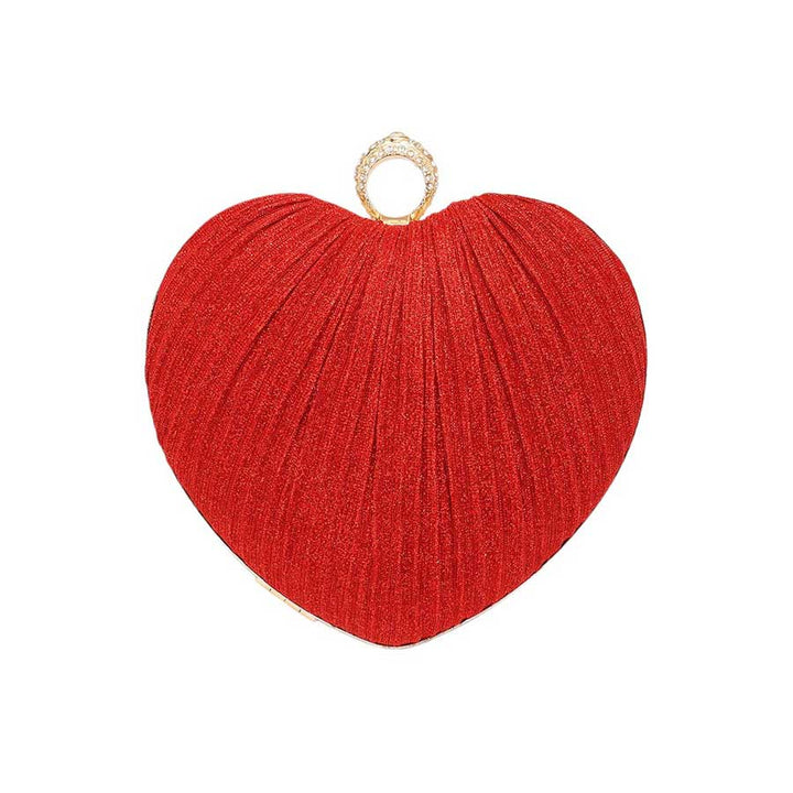 Red Sparkle Fabric Heart Fold Clutch Evening Bag Crossbody Bag is the perfect accessory for any evening event. Its compact and versatile design allows for both handheld and crossbody wear. The sparkling fabric adds a touch of glamour to any outfit, making it a must-have for any fashion-forward individual.