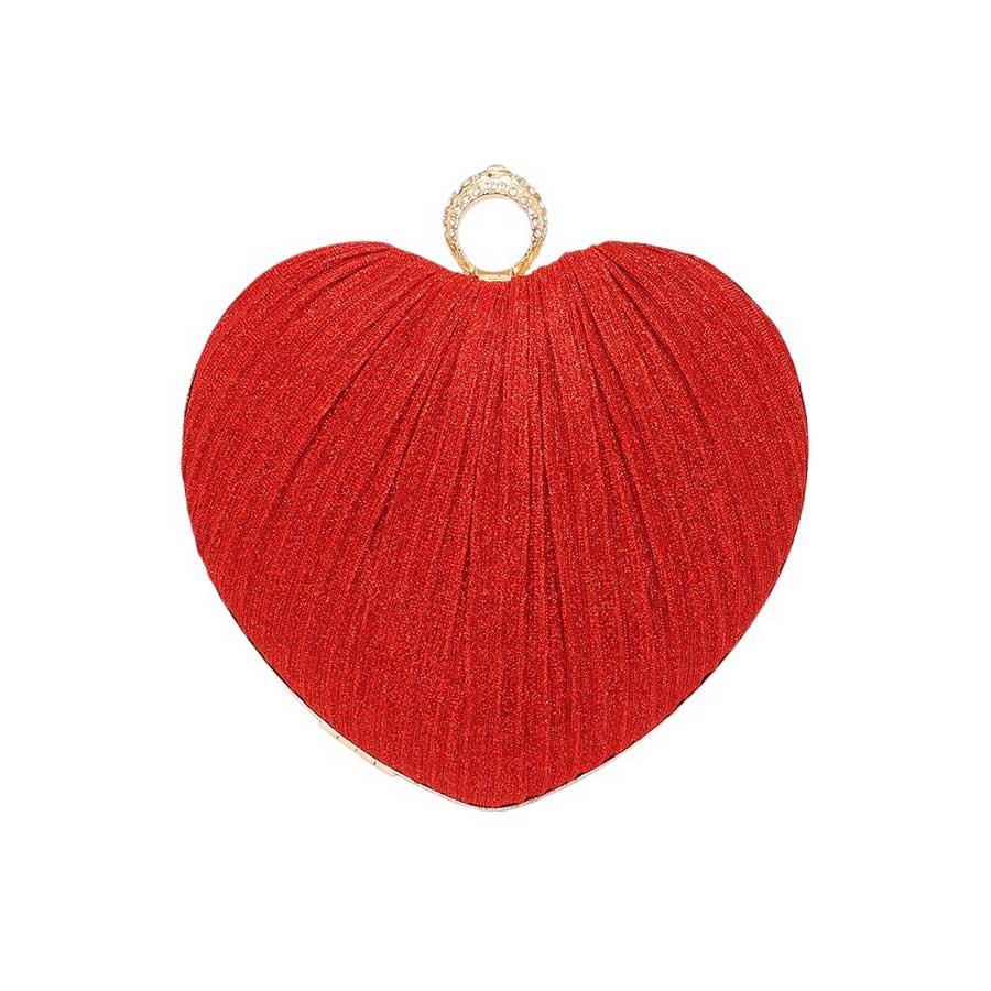 Red Sparkle Fabric Heart Fold Clutch Evening Bag Crossbody Bag is the perfect accessory for any evening event. Its compact and versatile design allows for both handheld and crossbody wear. The sparkling fabric adds a touch of glamour to any outfit, making it a must-have for any fashion-forward individual.