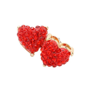Red Stone Embellished Heart Stud Earrings, make a timeless addition to any jewelry collection. Crafted with a metal alloy and glittering stones, these classic earrings are sure to remain sparkling and beautiful for years to come. Add a hint of glamour to any look with these elegant and stylish earrings.