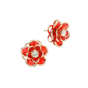 Red Stone Pointed Flower Stud Earrings add a touch of elegance to any outfit. With their precision-cut stones and delicate flower design, these earrings are perfect for both casual and formal occasions. The pointed shape creates a unique and eye-catching look, making them a beautiful addition to your jewelry collection.