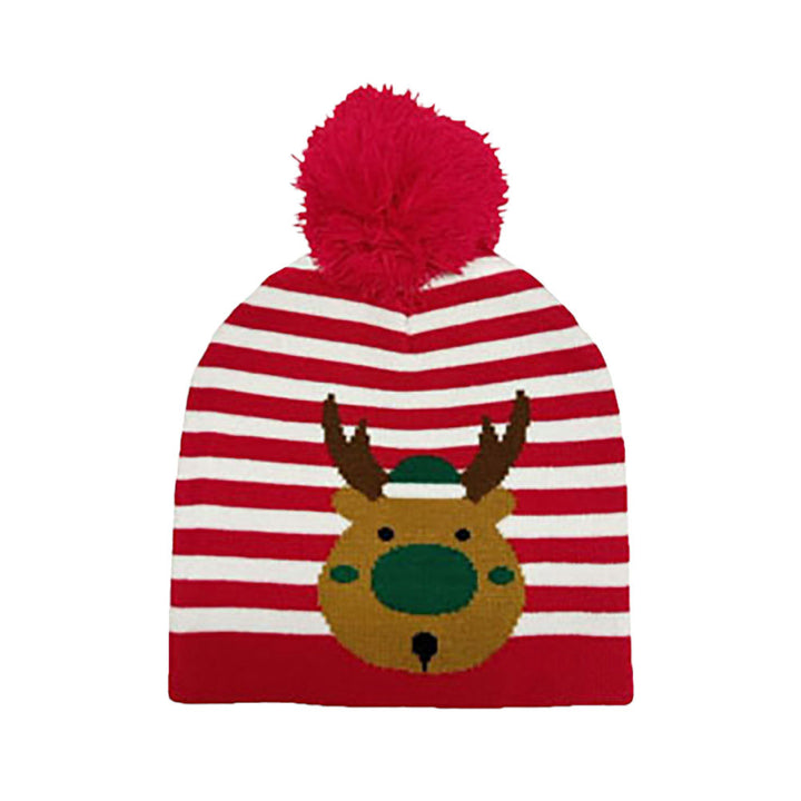 Red Striped Rudolph Pom Pom Beanie Hat, will keep you warm and cozy during winter months. Featuring a classic striped design, this hat also comes with an added pom pom detail, making it a great fashion accessory. Perfect for gifting to friends and family, it's a stylish and practical choice in the chilly Christmas Days. 