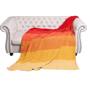 Red Sunshine Striped Reversible Throw Blanket, is the perfect addition to your home. It's made from poly-microfiber and features a striking striped pattern on both sides. The soft, lightweight fabric keeps you warm and cozy on cool nights. Enjoy the luxury of a stylish blanket. Nice gift for your family and friends. 
