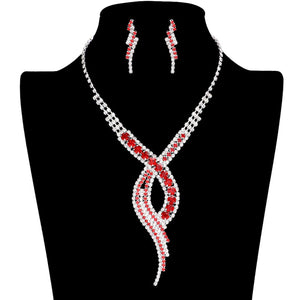 Red Swirl Rhinestone Pave Necklace, get ready with this swirl rhinestone pave necklace to receive the best compliments on any special occasion. These classy swirl rhinestone pave necklaces are perfect for parties, weddings, and evenings. Awesome gift for birthdays, anniversaries, Valentine’s Day, or any special occasion.