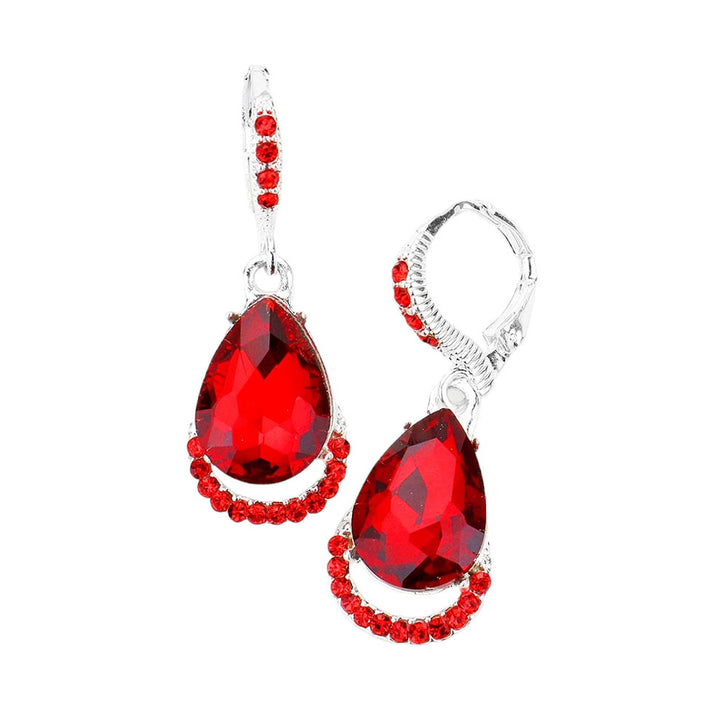 Red Teardrop Stone Dangle Lever Back Evening Earrings, these elegant earrings feature a sparkling teardrop stone secured in a delicately crafted lever back closure. An awesome choice for wearing at parties. Perfect gift for Birthdays, anniversaries, Mother's Day, Graduation, Prom Jewelry, Just Because, Thank you, etc.