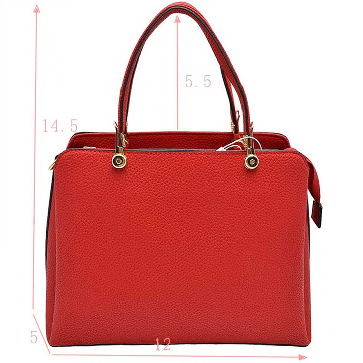 Red Textured Faux Leather Top Handle Tote Bag, is designed with state-of-the-art faux leather. It features a textured design and a comfortable top handle for easy carrying. Its spacious interior allows you to carry your everyday necessities in style. Perfect for any occasion or everyday use making it a great gift choice.