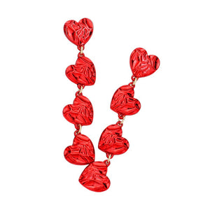 Red Textured Heart Link Dropdown Earrings, are the perfect addition to any jewelry collection. The unique texture adds an elegant touch to the classic heart design. With a dropdown style, these earrings are versatile and can be worn for any occasion. Perfect for making a warm Valentine's Day gift for your loved ones.