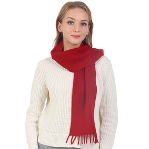 Red Trendy Solid Fringe Oblong Scarf, is delicate, warm, on-trend & fabulous, and a luxe addition to any cold-weather ensemble. Great for daily wear in the cold winter to protect you against the chill, the classic style scarf & amps up the glamour with a plush. Perfect gift for birthdays, holidays, or any occasion.
