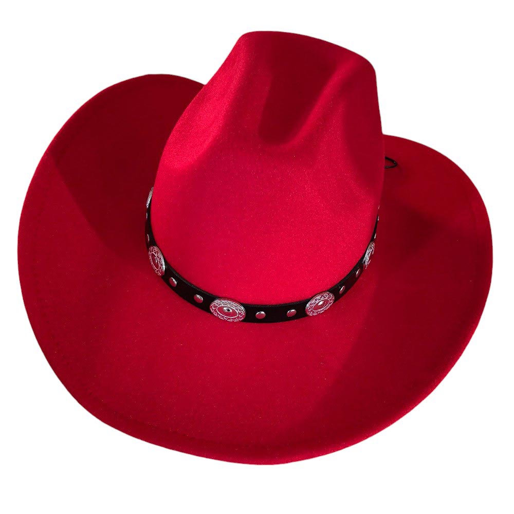 Red-Western Style Belt Pointed Cowboy Fedora Hat is expertly crafted with a classic design and a modern twist. Adds a touch of authenticity while the pointed  shape gives it a contemporary edge. Made with high-quality materials, this hat is durable and stylish, making it the perfect accessory for any outfit.