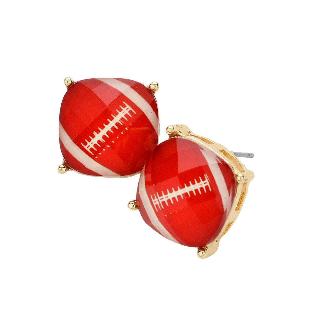 Red White Score a touchdown with these quirky and playful Game Day Football Cushion Square Stud Earrings! Perfect for game days or any other occasion, these earrings feature a unique cushion square design that adds a fun and stylish touch to any outfit. Show off your love for the game in a fashionable and lighthearted way.