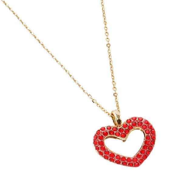 Rhinestone Embellished Open Heart Pendant Necklace is the perfect accessory for adding a touch of glamour to any outfit. Featuring sparkling rhinestones and a dainty open-heart pendant, this necklace exudes elegance and sophistication. With its versatile design, it can be worn for any occasion and is sure to make a statement. Elevate your style with this stunning piece.