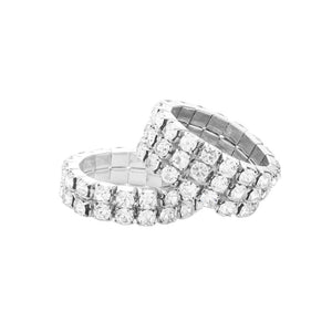 Rhodium 2PCS Rhinestone Stretch Rings, are beautifully crafted design that adds a gorgeous glow to your special outfit. These rhinestone stretch rings fit your lifestyle on special occasions! It is a good choice for engagement or wedding or anniversary gifts. And also the ideal gift for your loved ones or any person.