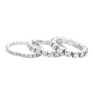 Rhodium 3PCS Rhinestone Stretch Rings, are beautifully crafted design that adds a gorgeous glow to your special outfit. These rhinestone stretch rings fit your lifestyle on special occasions! It is a good choice for engagement or wedding or anniversary gifts. Also the ideal gift for your loved ones and any person.