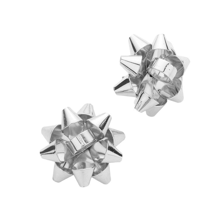 Rhodium Christmas Gift Bow Stud Earrings, enhance your beauty and make a beautiful & unique outlook with these stud earrings. These earrings are the perfect choice for this festive season, especially this Christmas. Perfect Gift for December Birthdays, Christmas, Stocking Stuffers, Secret Santa, BFF. Merry Christmas.