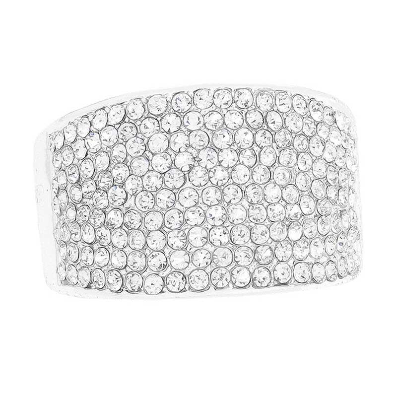 Rhodium Crystal Rhinestone Pave Stretch Ring is the perfect accessory to spice up any outfit. Its dazzling design is sure to make a statement, while its stretchable design allows for easy wearing. Elevate your look with this stunning ring. Excellent match with any kind of wardrobe. An ideal gift for friends and family.