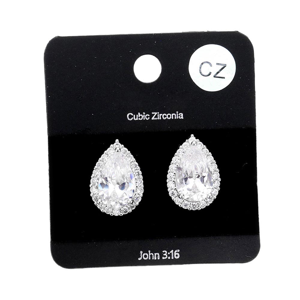 Rhodium Cubic Zirconia Teardrop Crystal Rhinestone Stud Earrings, bring sophistication, shine to your look. Crafted with a sparkling crystal rhinestone and a reflective teardrop silhouette, they're perfect for adding a touch of glamour to any special occasion ensemble. Excellent gift choice for special ones on any special day.