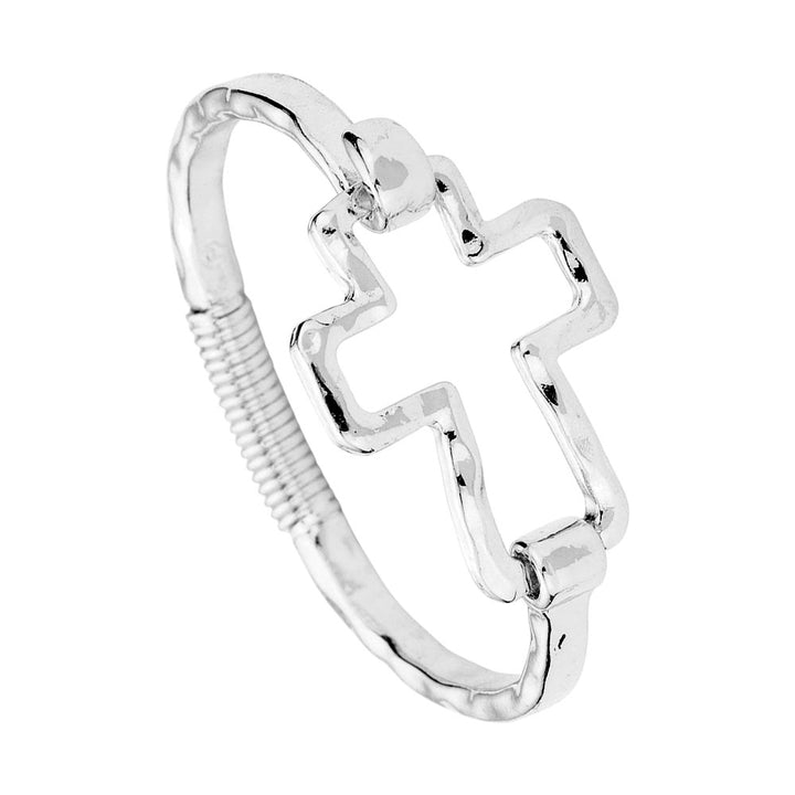Rhodium Hammered Open Metal Cross Hook Bracelet. Get ready with these necklace, put on a pop of shine to complete your ensemble. Perfect for adding just the right amount of shimmer and a touch of class to special events, Wedding and Evening. Awesome gift for birthday, Anniversary, Valentine’s Day or any special occasion.
