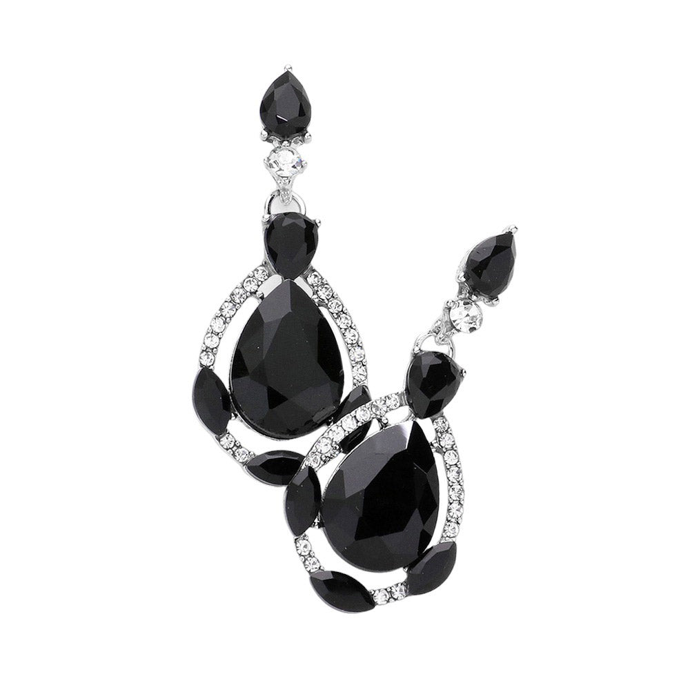 Rhodium Jet Black Crystal Rhinestone Teardrop Evening Earrings, are beautifully crafted with glimmering crystal rhinestones and a teardrop design that adds elegance and charm to your look. They are the perfect accessory for adding a touch of glamour to any special occasion. A quintessential gift choice for loved ones on any special day.