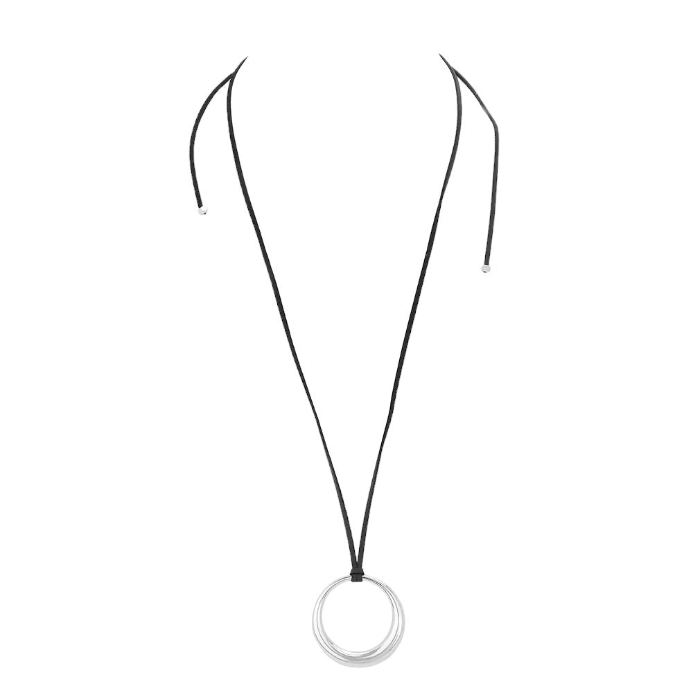 Rhodium Open Metal Circle Pendant Long Necklace, is a perfect accessory for any outfit. Crafted with premium metal, this elegant pendant necklace features an open circle pendant and a long necklace. Sleek and stylish, it will add a subtle touch of sophistication to your look! A perfect gift for fashion enthusiasts.