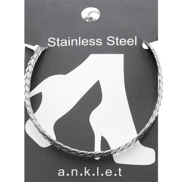 Rhodium Stainless Steel Wheat Chain Anklet is a durable and stylish accessory that will elevate any outfit. Made from high-quality stainless steel, this anklet is resistant to tarnishing and corrosion. Its unique wheat chain design adds a touch of elegance to any look. Perfect for any occasion.