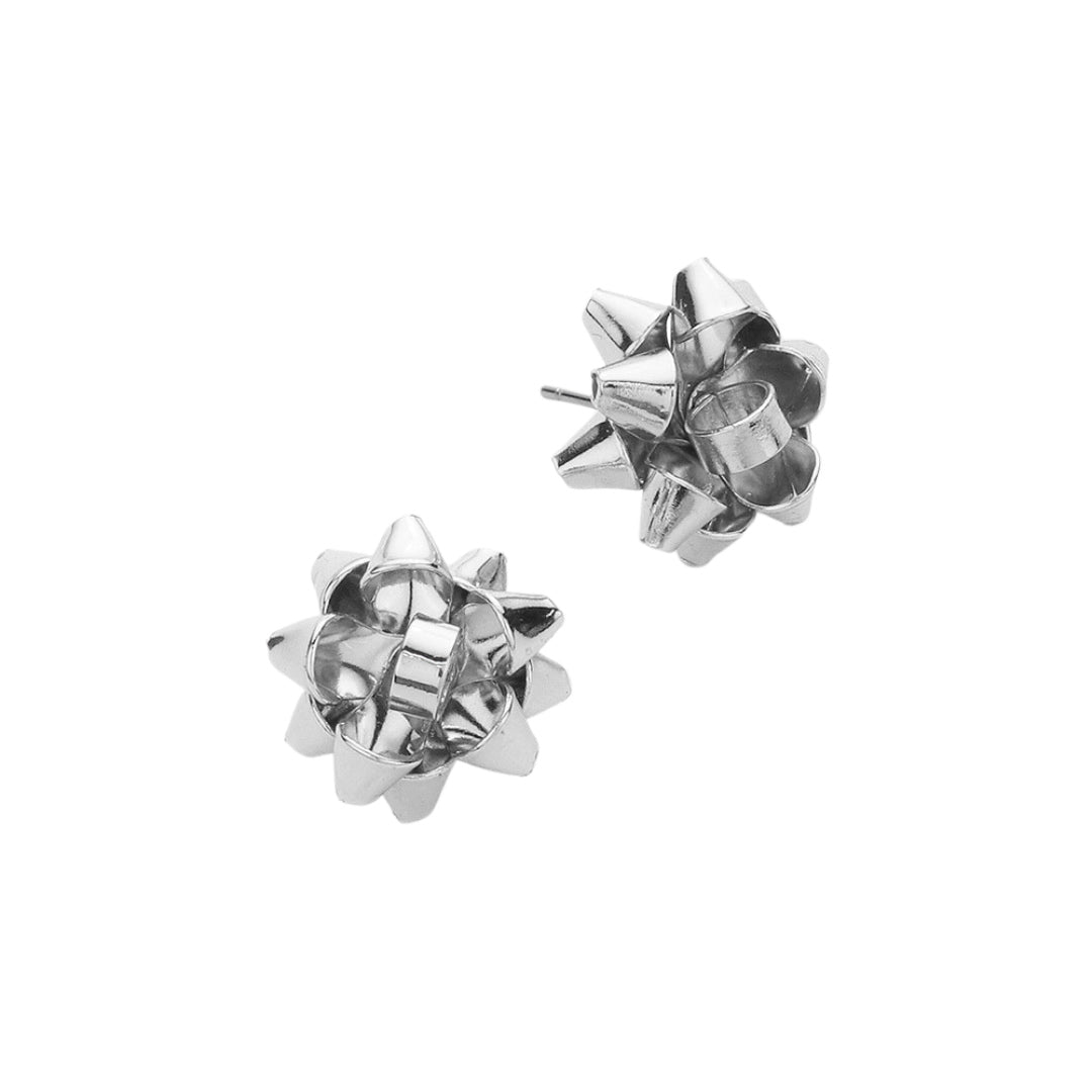 Rhodium Trendy Christmas Gift Bow Stud Earrings, are fun handcrafted jewelry that fits your lifestyle, adding a pop of pretty color. This pretty & tiny earring will surely bring a smile to one's face as a gift. This is the perfect gift for Christmas, especially for your friends, family, and the people you love and care about.