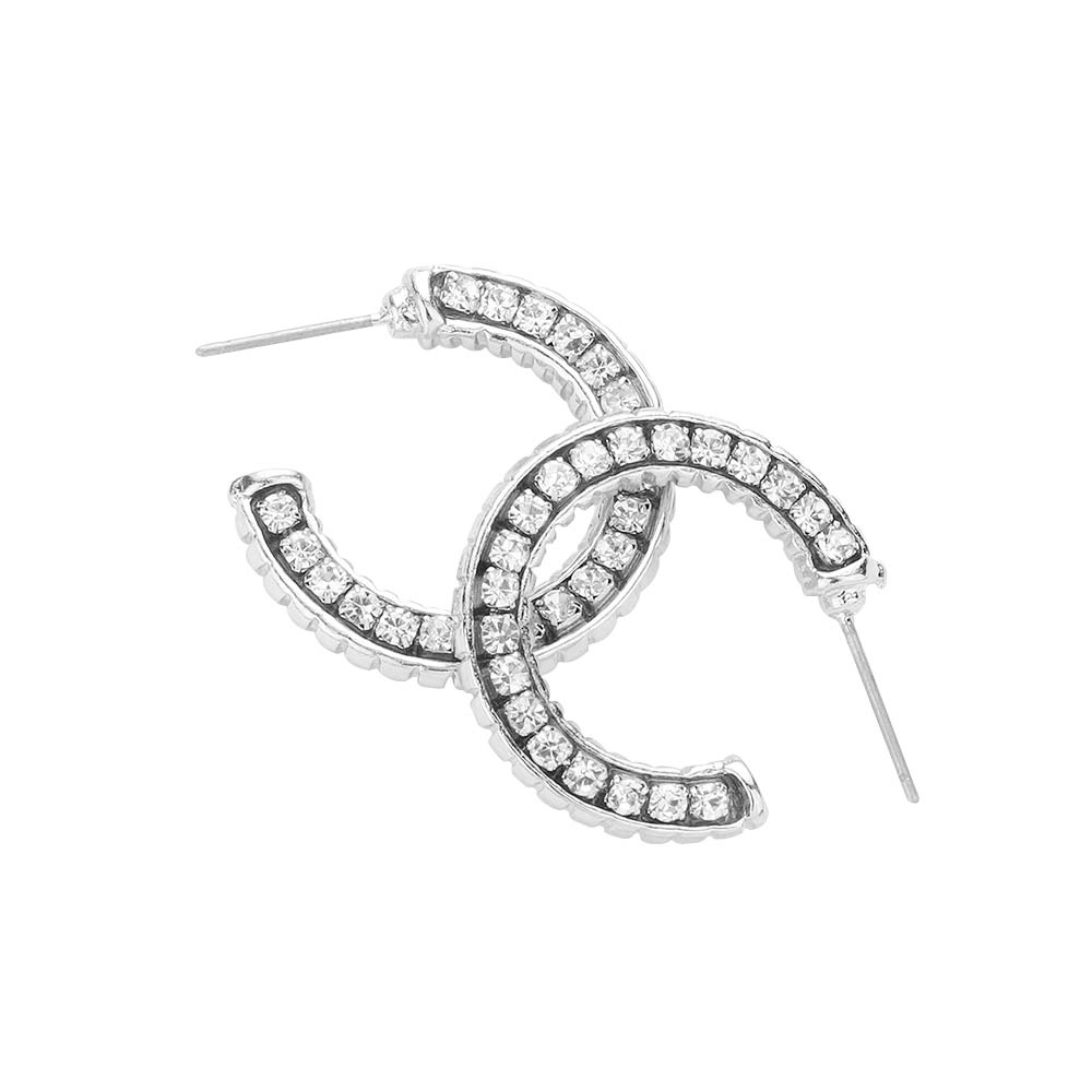 Rhodium Trendy Rhinestone Embellished Metal Hoop Earrings, get ready with these rhinestone embellished metal hoop earrings to receive the best compliments on any special occasion. It looks so pretty, bright, and elegant on any special occasion. Awesome gift for anniversaries, Valentine’s Day, or any special occasion.