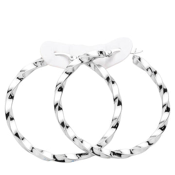 Rhodium Twisted Stainless Steel Hoop Pin Catch Earrings offer a unique twist on a classic design. The stainless steel material provides durability and a modern look, while the pin catch closure ensures secure wear. Elevate any outfit with these stylish and versatile earrings.
