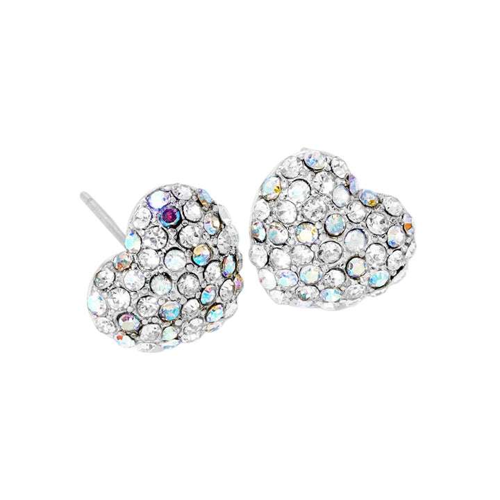 Rhodium Crystal Pave Heart Stud Earrings bring a stylish and sophisticated touch to any outfit. Featuring a sparkling crystal pave design, these earrings add elegance to your look. Crafted with high-quality materials, they are perfect for any occasion. 