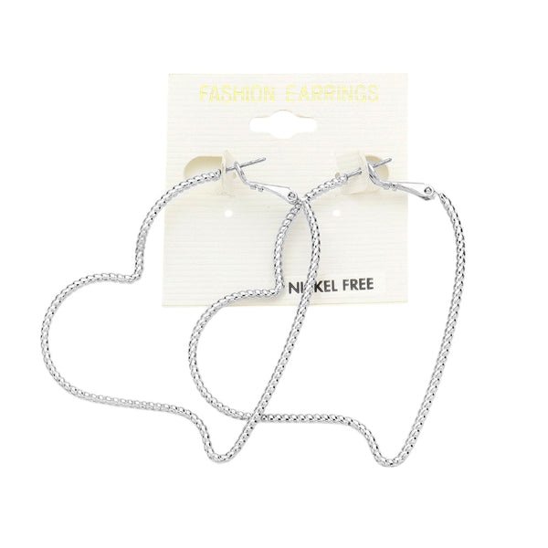 Metal Heart Hoop Earrings are a stylish and versatile addition to any jewelry collection. With their unique heart-shaped hoops, they offer a touch of romance to any outfit. Expertly crafted from durable metal, these earrings are both fashionable and long-lasting. Perfect for any occasion, these earrings are a must-have for any fashion-forward individual. 