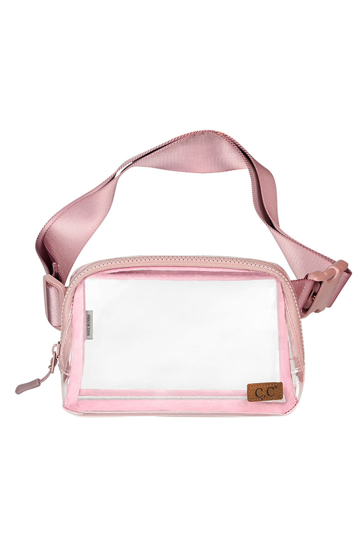 Rose C.C Clear Stadium Fanny Pack is the perfect accessory for any event or outing where clear bags are required. Keep your hands free and your belongings secure in this stylish pack, made from durable materials and designed with convenience in mind. Stay organized and compliant with this must-have accessory.