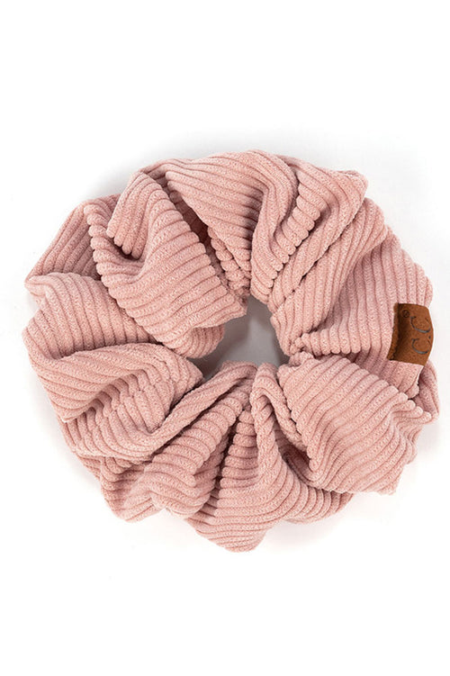 C.C Corduroy Solid Color Soft Scrunchies - Rose