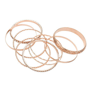 Rose Gold 9PCS Mixed Rhinestone Metal Bangle Bracelets, Add some sparkle and shine to your wrist with these bracelets! These bangles feature a mix of colorful rhinestones and sleek metal for a unique and eye-catching look. Perfect for dressing up any outfit with a touch of glamour. Bring on the bling!