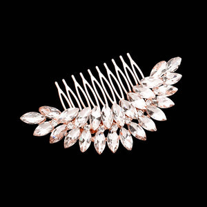 Rose Gold Marquise Stone Cluster Hair Comb, this sophisticated hair comb features an elegant marquise and small round stones clustered together to create a timeless accessory. The beautifully crafted design hair comb adds a gorgeous glow to any special outfit. These are Perfect Anniversary Gifts, and any special occasion.