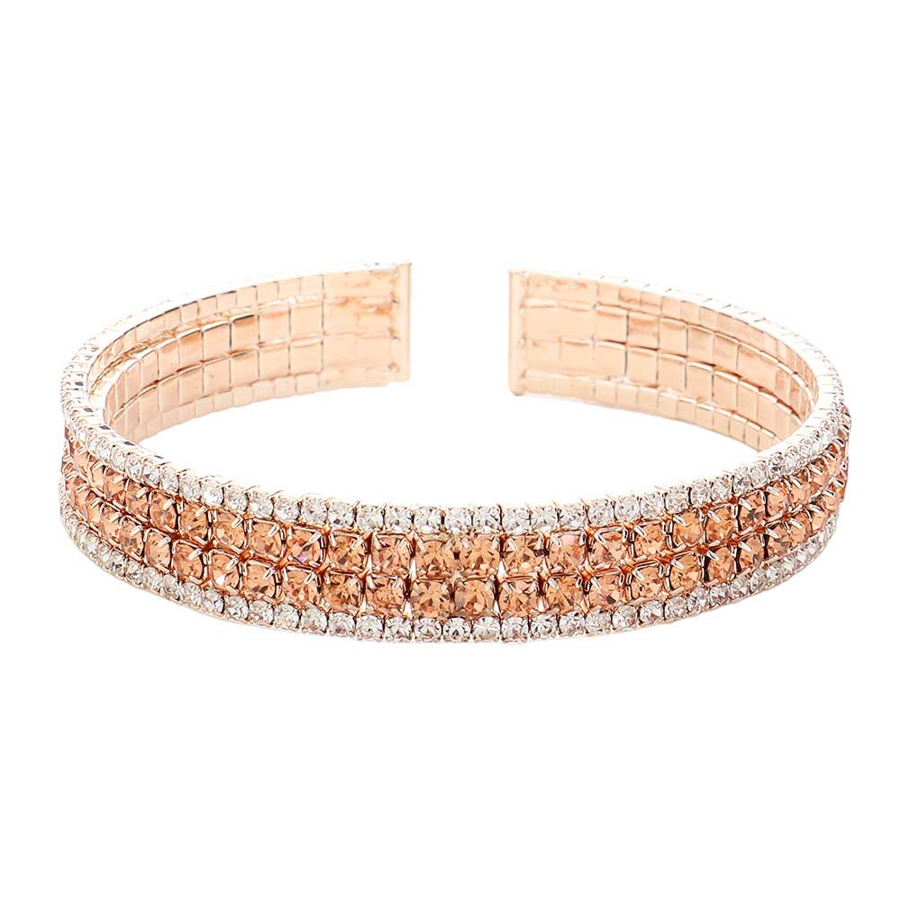 Rose Gold Rhinestone Pave Cuff Evening Bracelet, this sparkling bracelet is perfect for special occasions. This evening bracelet will make any outfit exclusive. It looks so pretty, bright, and elegant on any special occasion. This is the perfect gift, especially for your friends, family, and the people you love and care about.
