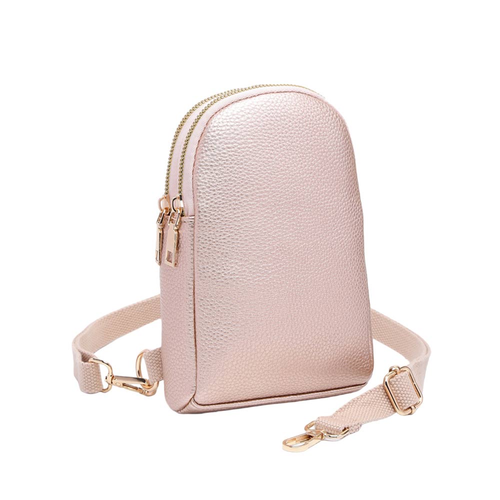 Rose Gold Solid Faux Leather Sling Bag, is the perfect combination of style and convenience. Crafted from durable faux leather, it can withstand daily wear and tear and its adjustable shoulder strap ensures a comfortable fit. Perfect Birthday Gift, Anniversary Gift, Mother's Day Gift, Graduation Gift, Valentine's Day Gift.