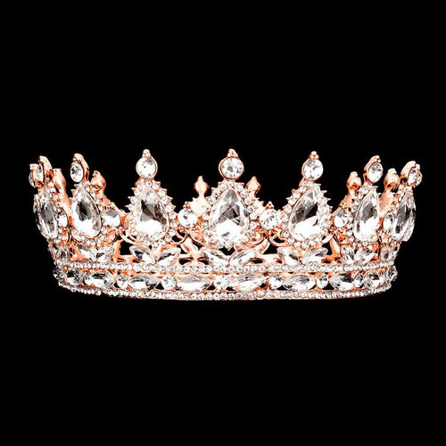 Teardrop Stone Accented Crown Tiara - RoseGold
