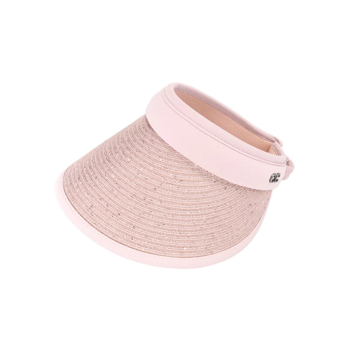 Sequin C.C Visor combines stylish sparkle with practical sun protection. Crafted with shimmering sequins, this visor offers a fashionable way to shield your eyes and face from sunlight during outdoor activities. Its adjustable fit ensures comfort and stability, making it ideal for sports, beach days, or casual wear. Elevate your sun-safe wardrobe with this expert blend of function and flair.