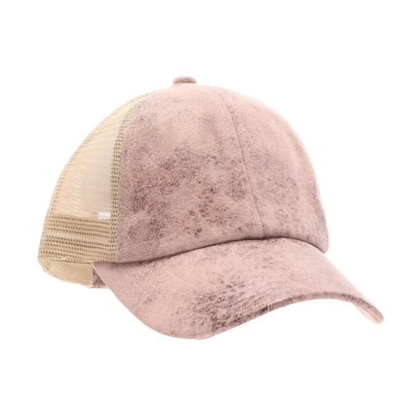 Rose Vintage Faux Leather Criss-Cross High Pony Ball Cap combines classic style with practical design. Made from high-quality faux leather, it features a distinctive criss-cross pattern and a high ponytail opening, allowing for comfortable wear without compromising your hairstyle. Ideal for those seeking a sophisticated yet functional accessory, this cap offers durability and a polished look suitable for various casual and active settings.