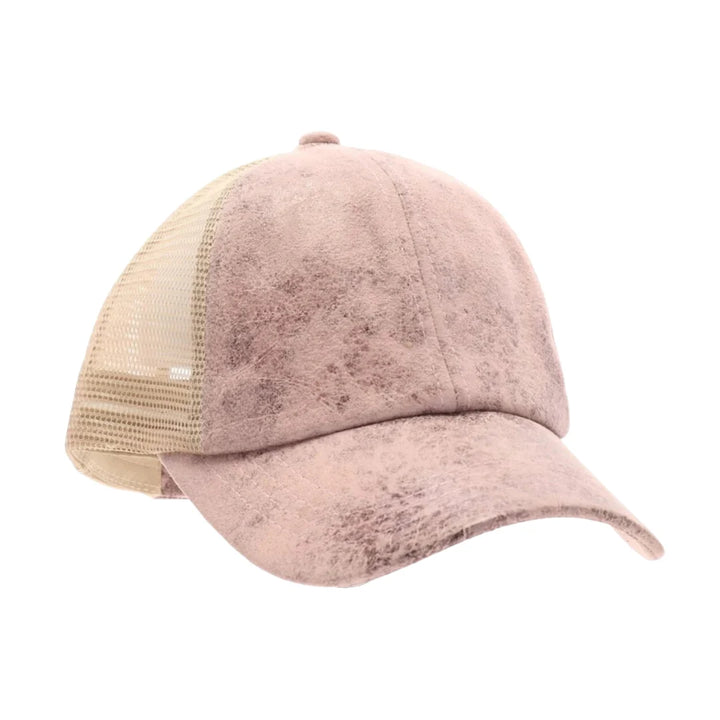 Rose Vintage Faux Leather Criss-Cross High Pony Ball Cap combines classic style with practical design. Made from high-quality faux leather, it features a distinctive criss-cross pattern and a high ponytail opening, allowing for comfortable wear without compromising your hairstyle. Ideal for those seeking a sophisticated yet functional accessory, this cap offers durability and a polished look suitable for various casual and active settings.