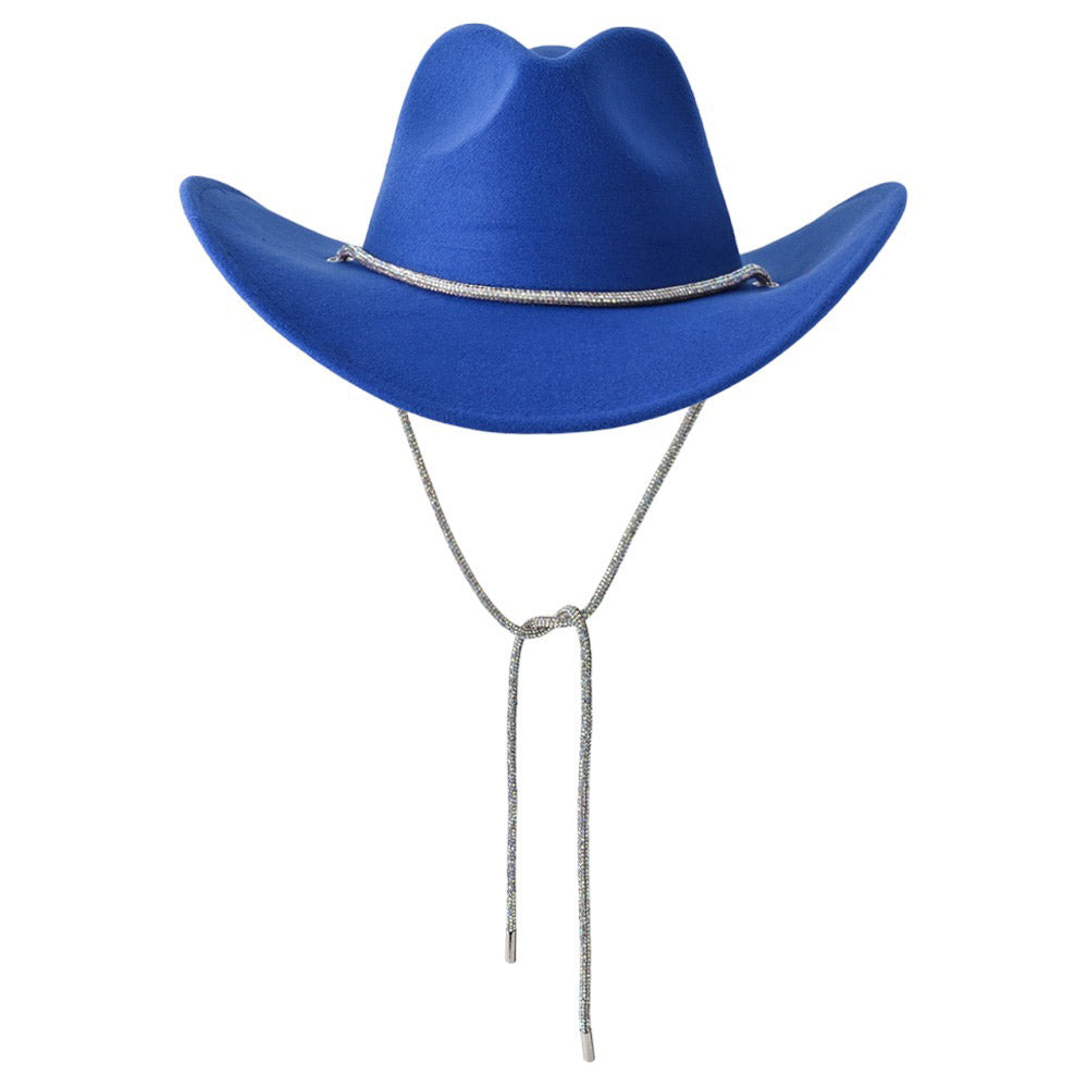 Royal Blue Bling Band Strap Cowboy Fedora Panama Hat, is the perfect combination of style and sophisticated design. The luxurious hat features a sleek bling band strap, making it an ideal choice for any occasion. Perfect gift idea for fashion forwarded, traveler friends, and family members