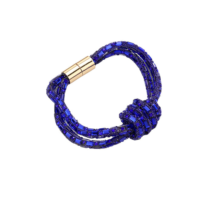 Royal Blue Bling Knot Magnetic Bracelet, enhance your attire with this beautiful bracelet to show off your fun trendsetting style. It can be worn with any daily wear such as shirts, dresses, T-shirts, etc. It's a perfect birthday gift, anniversary gift, Mother's Day gift, holiday getaway, or any other event.
