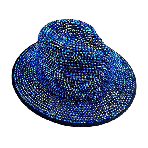 Bling Studded Panama Hat - Royal Blue