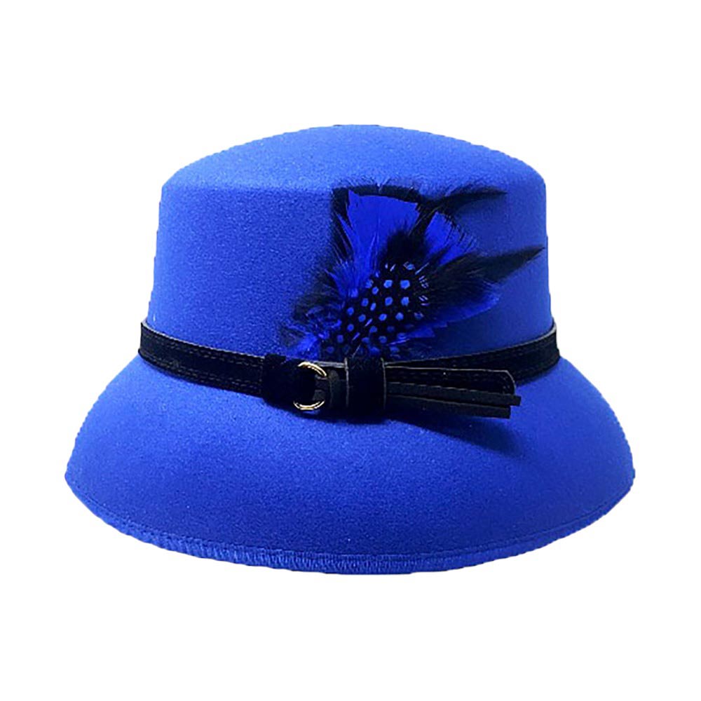 Royal Blue Feather Pointed Felt Hat, is perfect for any occasion. Crafted from blended material, this hat features a stunning feather point design and a comfortable inner lining that will keep you warm and stylish. It ensures a secure fit making it a nice gift choice for those you care about. Look sharp in this classic hat.
