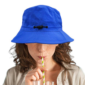 Royal Blue Packable Compact Outdoor Bucket Hat, stay prepared for any sunny adventure, and don't get caught in the sun without this clever bucket hat! Perfect for any outdoor adventure, this hat packs easily into your bag and provides ample shade when needed. Stay protected and stylish with this must-have accessory.