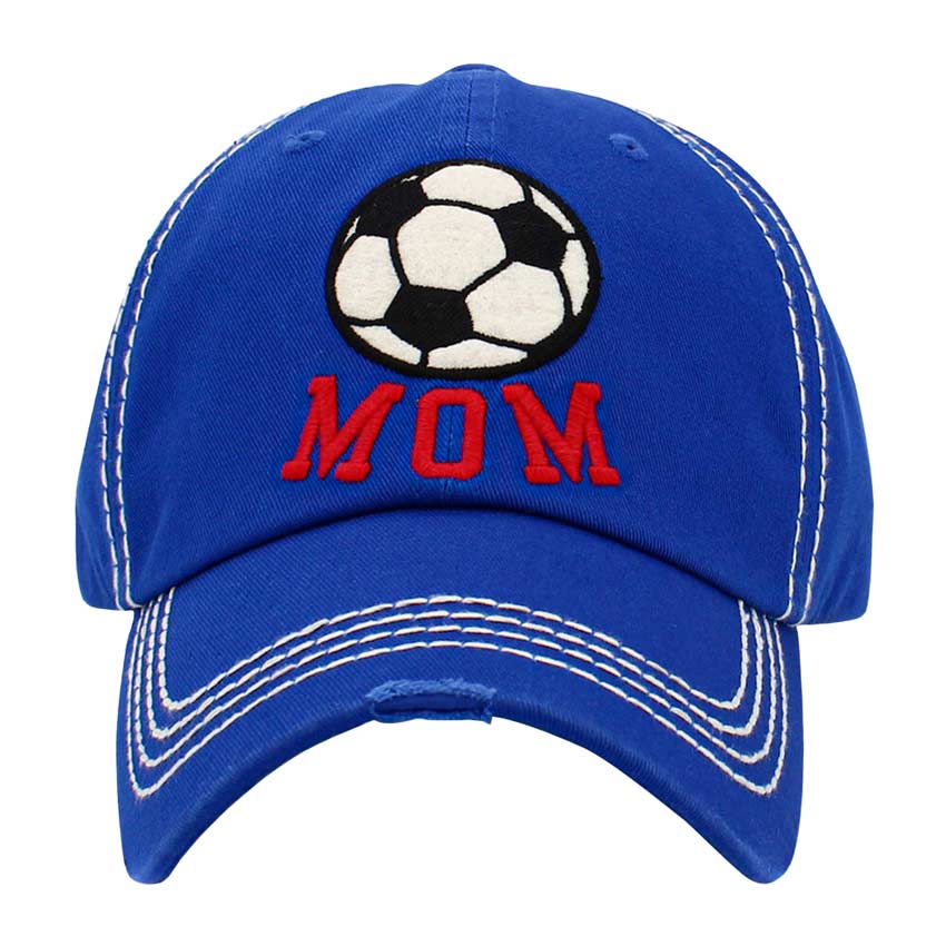 Royal Blue Soccer Mom Message Vintage Baseball Cap, keep your styles on even when you are relaxing at the pool or playing at the beach. Large, comfortable, and perfect for keeping the sun off of your face and neck. An excellent gift for your mom on her birthday, Mother's Day, Valentine's Day, or any other meaningful occasion.