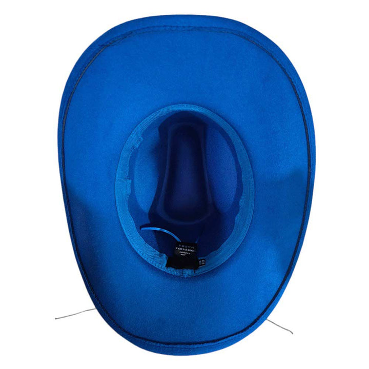 Royal-Blue-Western Style Belt Pointed Cowboy Fedora Hat is expertly crafted with a classic design and a modern twist. Adds a touch of authenticity while the pointed shape gives it a contemporary edge. Made with high-quality materials, this hat is durable and stylish, making it the perfect accessory for any outfit.