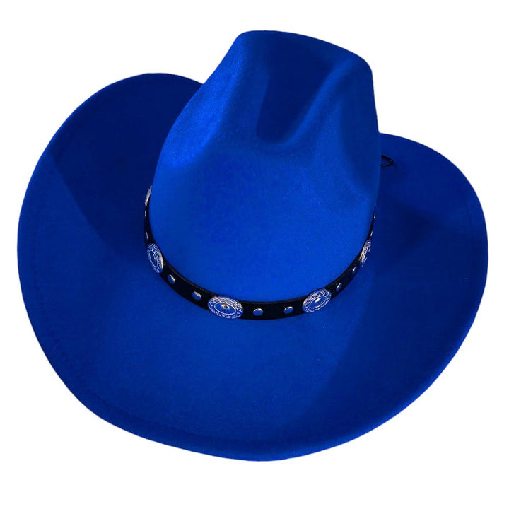 Royal-Blue-Western Style Belt Pointed Cowboy Fedora Hat is expertly crafted with a classic design and a modern twist. Adds a touch of authenticity while the pointed shape gives it a contemporary edge. Made with high-quality materials, this hat is durable and stylish, making it the perfect accessory for any outfit.