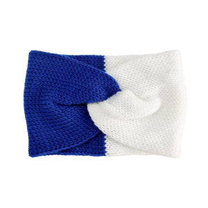 Royal Blue White Game Day Two Tone Knit Earmuff Headband, offers both style and warmth with its eye-catching two-tone design. The soft and warm knit fabric keeps your ears toasty. Perfect for outdoor activities, the adjustable band ensures a snug and comfortable fit. Perfect gift for friends & family members in the cold days.