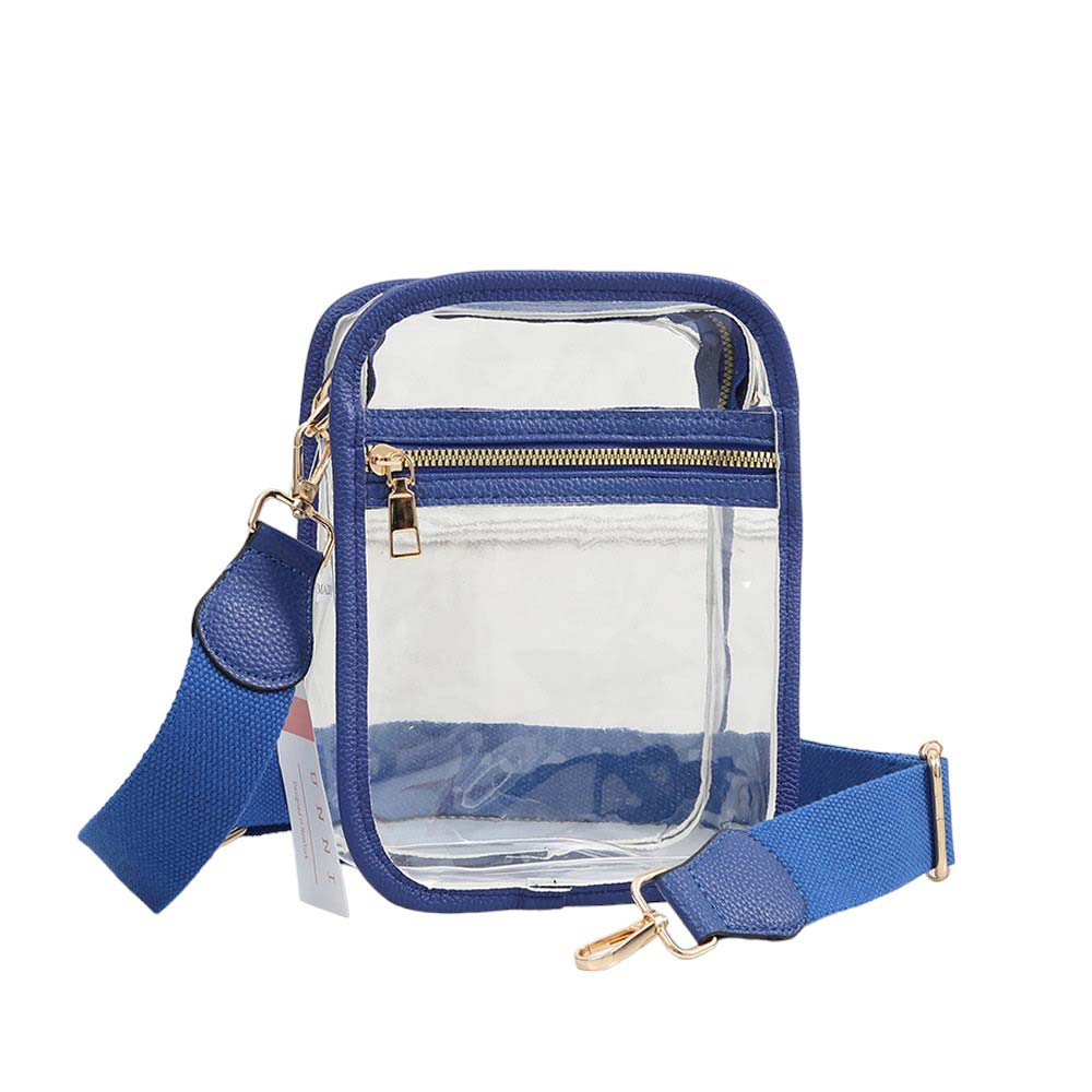 Royal Blue Solid Faux Leather Transparent Rectangle Crossbody Bag is sophisticated and stylish. Crafted with durable, high-quality faux leather, it features a transparent rectangular shape for a chic look. Carry it to your next dinner date or social event to add a touch of elegance. Perfect Gift for fashion enthusiasts.